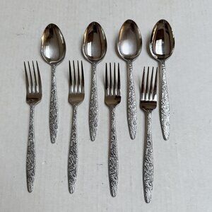 8 Piece Floral Rose Stainless Flatware Silverware Japan Replacement Spoon Fork